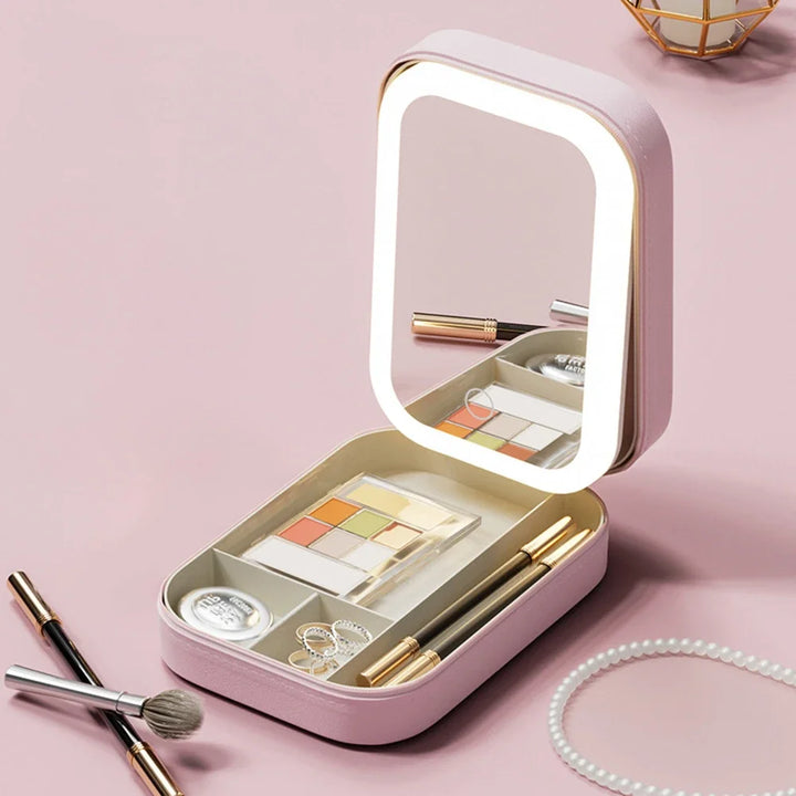 LED Mirror Makeup Storage Box