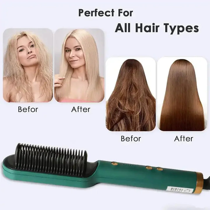 2-in-1 Ceramic Hair Straightener Brush