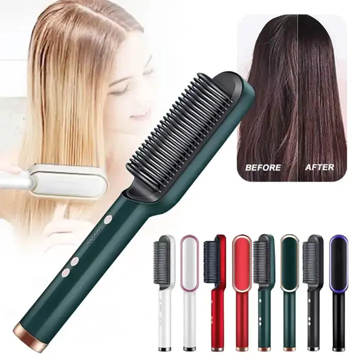 2-in-1 Ceramic Hair Straightener Brush